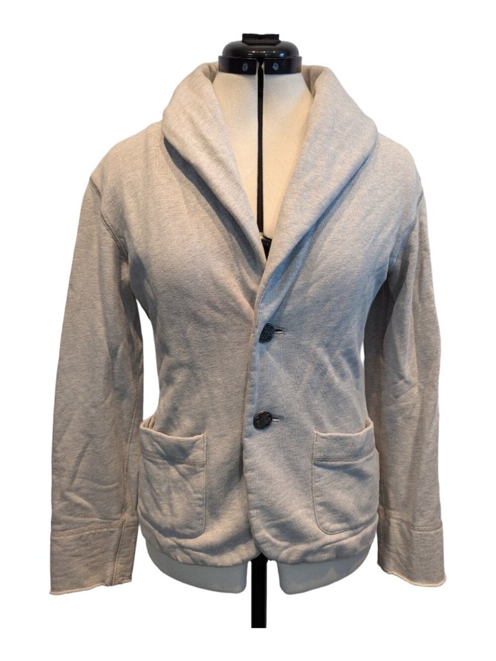 Ralph Lauren Rugby Heather Oatmeal Shawl Collar Cotton Knit Blazer Women's S